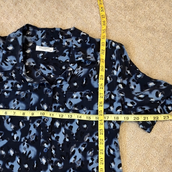 Equipment Signature Shirt Dress 100% Silk Cheetah Animal Print Blue and Black M - Picture 9 of 10